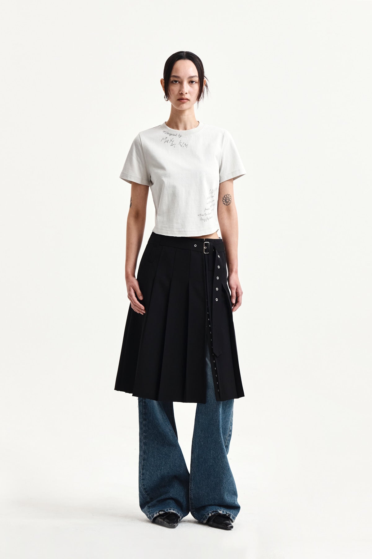 Matin Kim - Graffiti Round Hem Crop Top (Cream) product image 9 | TRAB K-Fashion Australia