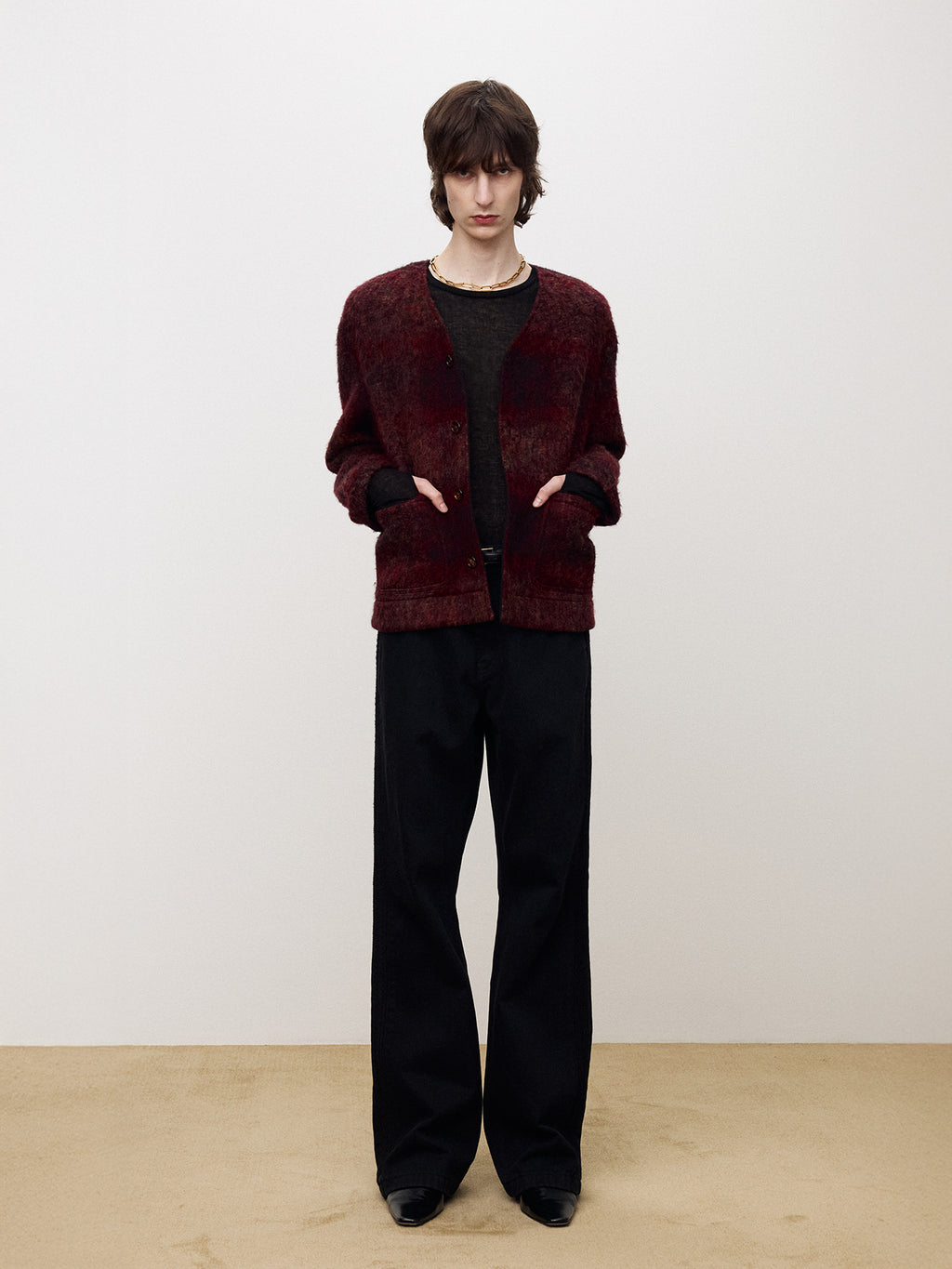 Tonywack - Mohair V-Neck Blouson Italian Fabric (Dark Red) product image 3 | TRAB K-Fashion Australia