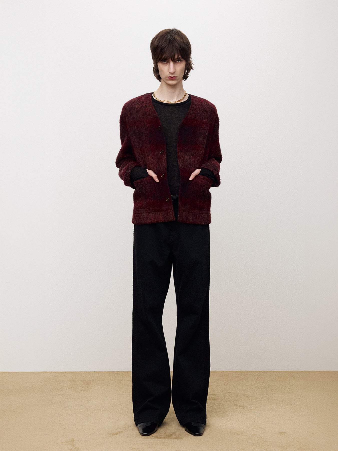 Tonywack - Mohair V-Neck Blouson Italian Fabric (Dark Red) product image 3 | TRAB K-Fashion Australia