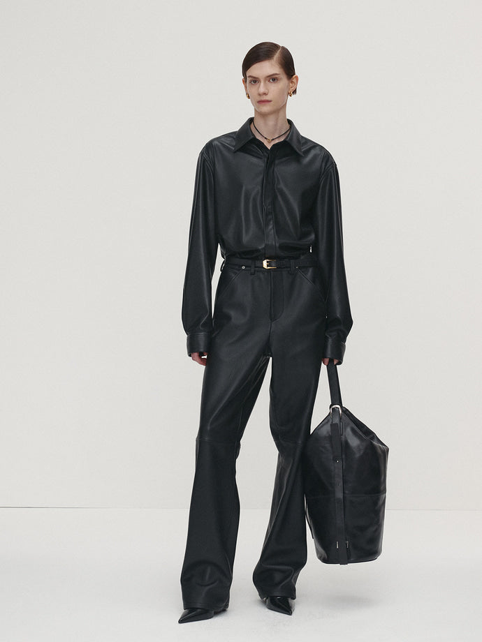 Tonywack - Leather Flared-Leg Pants (Black) product image 4 | TRAB K-Fashion Australia