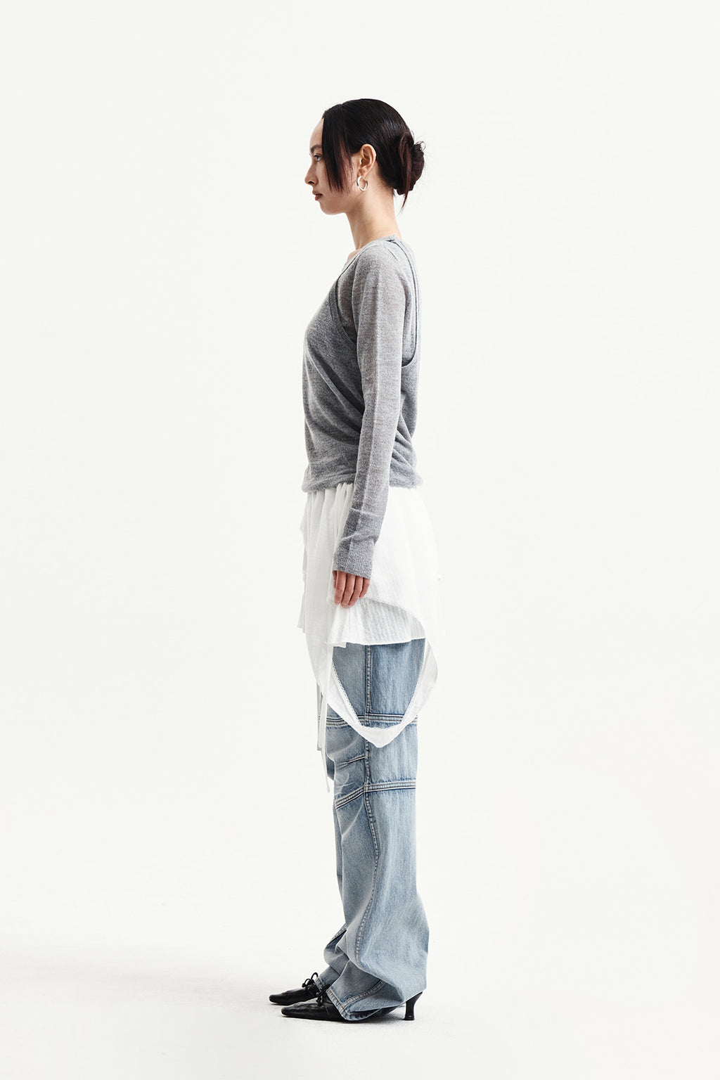 Matin Kim - Mohair Layered Knit Pullover (Light Grey) product image 12 | TRAB K-Fashion Australia