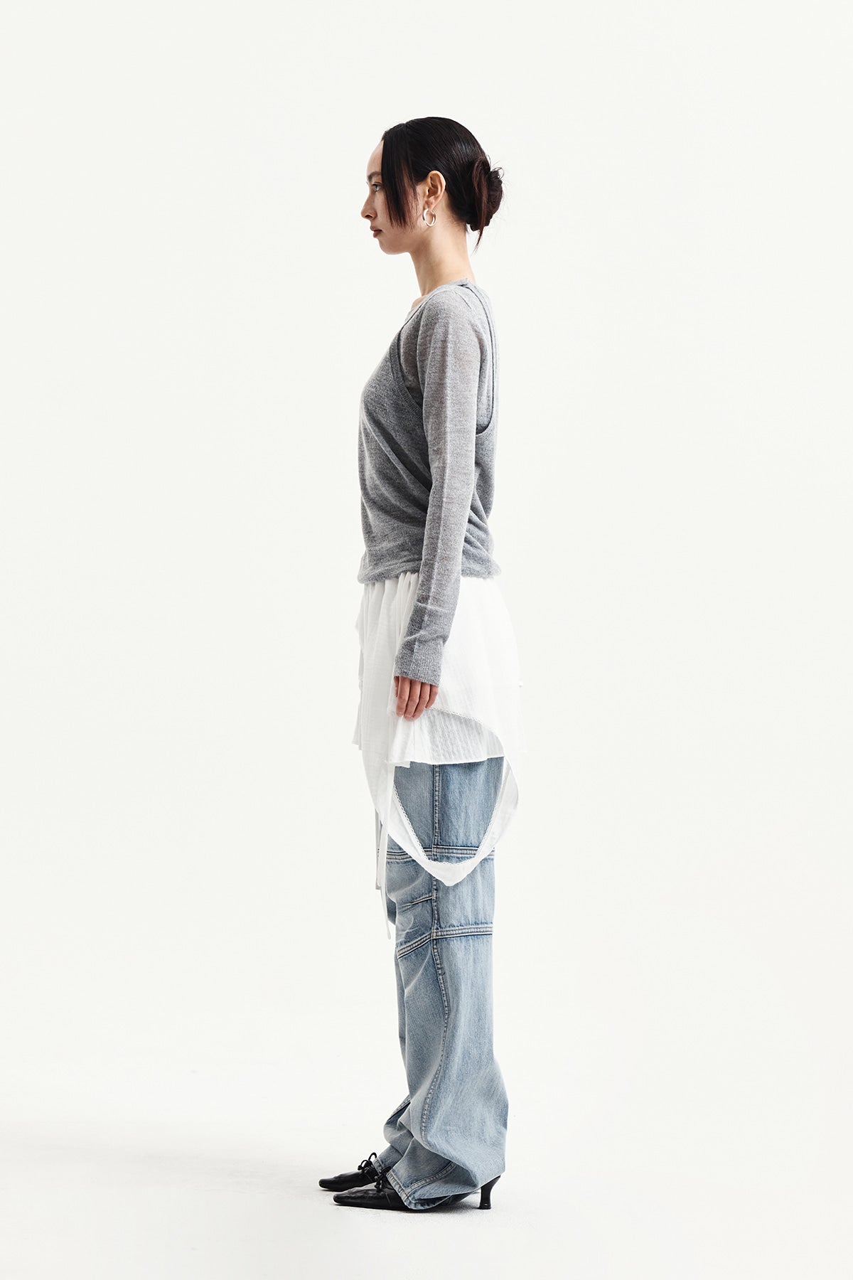 Matin Kim - Mohair Layered Knit Pullover (Light Grey) product image 12 | TRAB K-Fashion Australia
