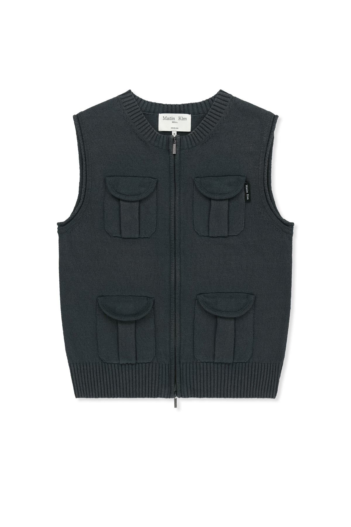 Matin Kim - Pocket Washed Knit Vest (Charcoal) product image 1 | TRAB K-Fashion Australia