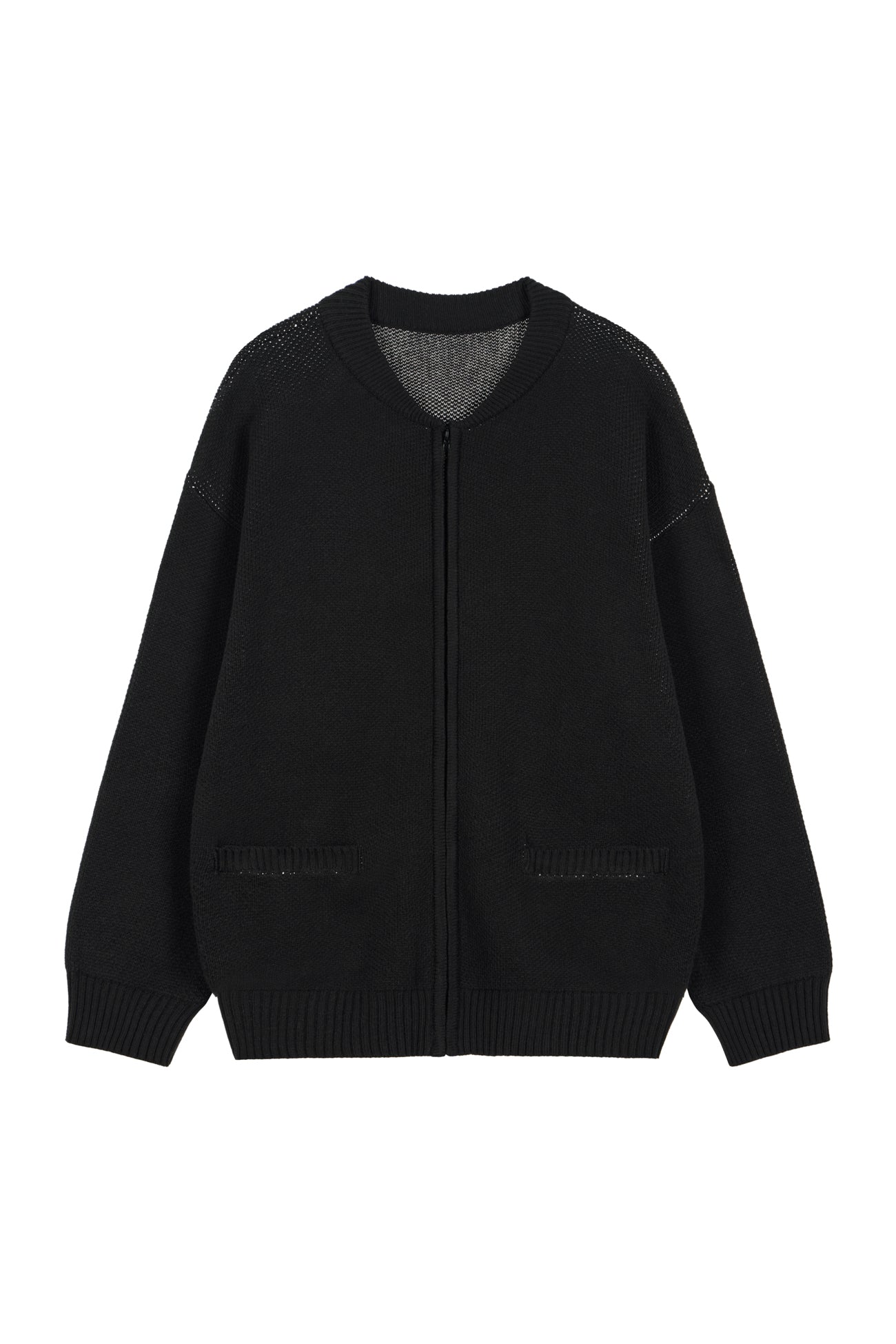 Deinet - D Jacquard Long Knit Zip-Up (Black) product image 10 | TRAB K-Fashion Australia