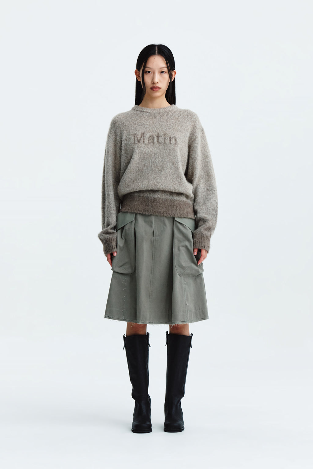 Matin Kim - Big Pocket Cargo Midi Skirt (Khaki) product image 9 | TRAB K-Fashion Australia