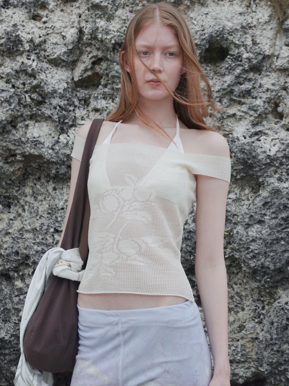 Kijun - Plum Sheer Knit Top (Ivory) product image 7 | TRAB K-Fashion Australia