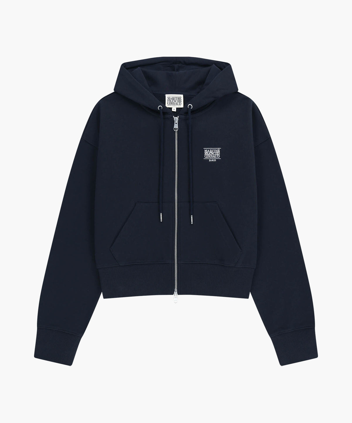 Marithe & Francois Girbaud - Back Classic Logo Crop Hoodie Zipup (Navy) product image 6 | TRAB K-Fashion Australia