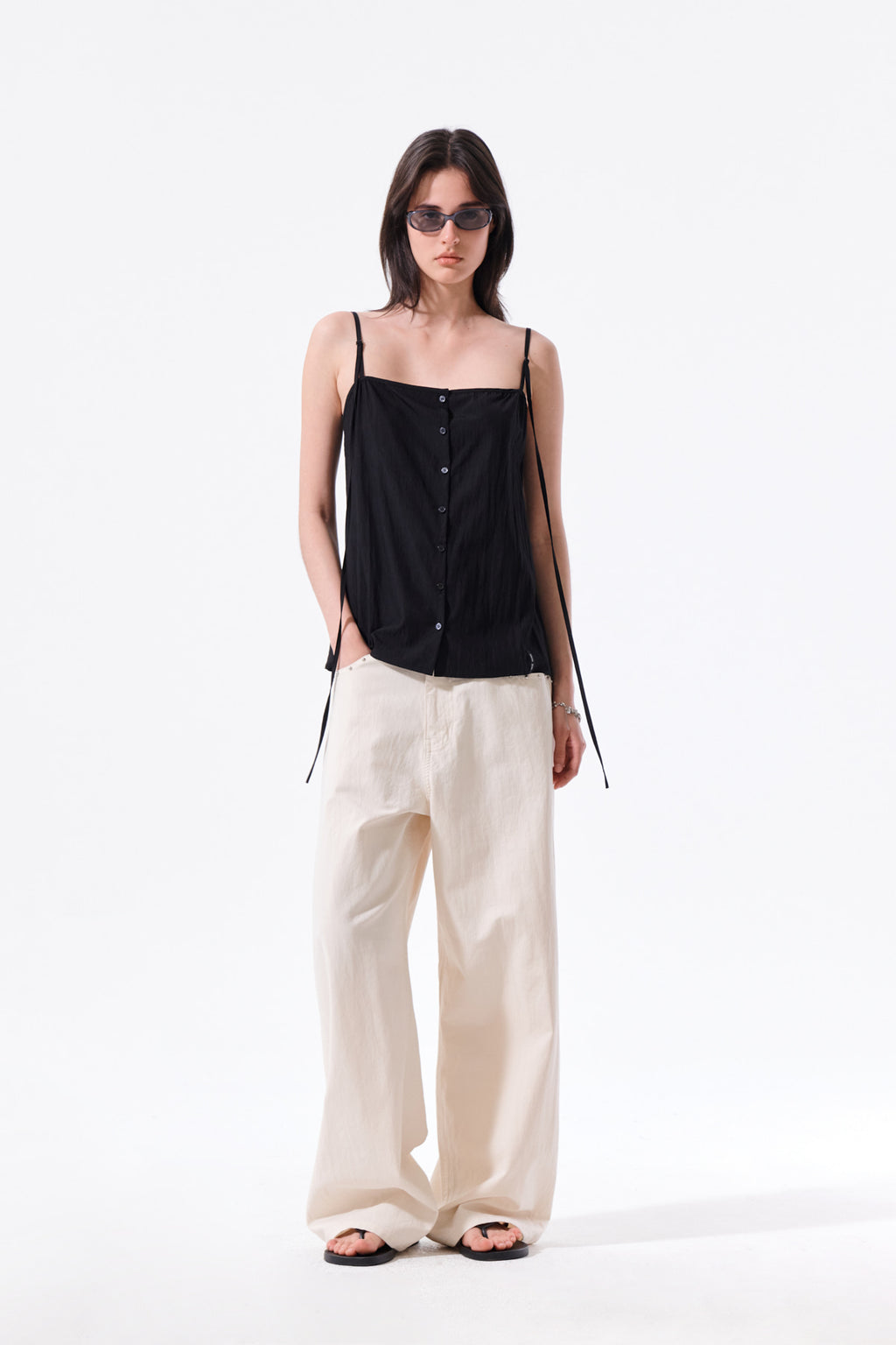 Matin Kim - Button Sleeveless Blouse (Black) product image 10 | TRAB K-Fashion Australia