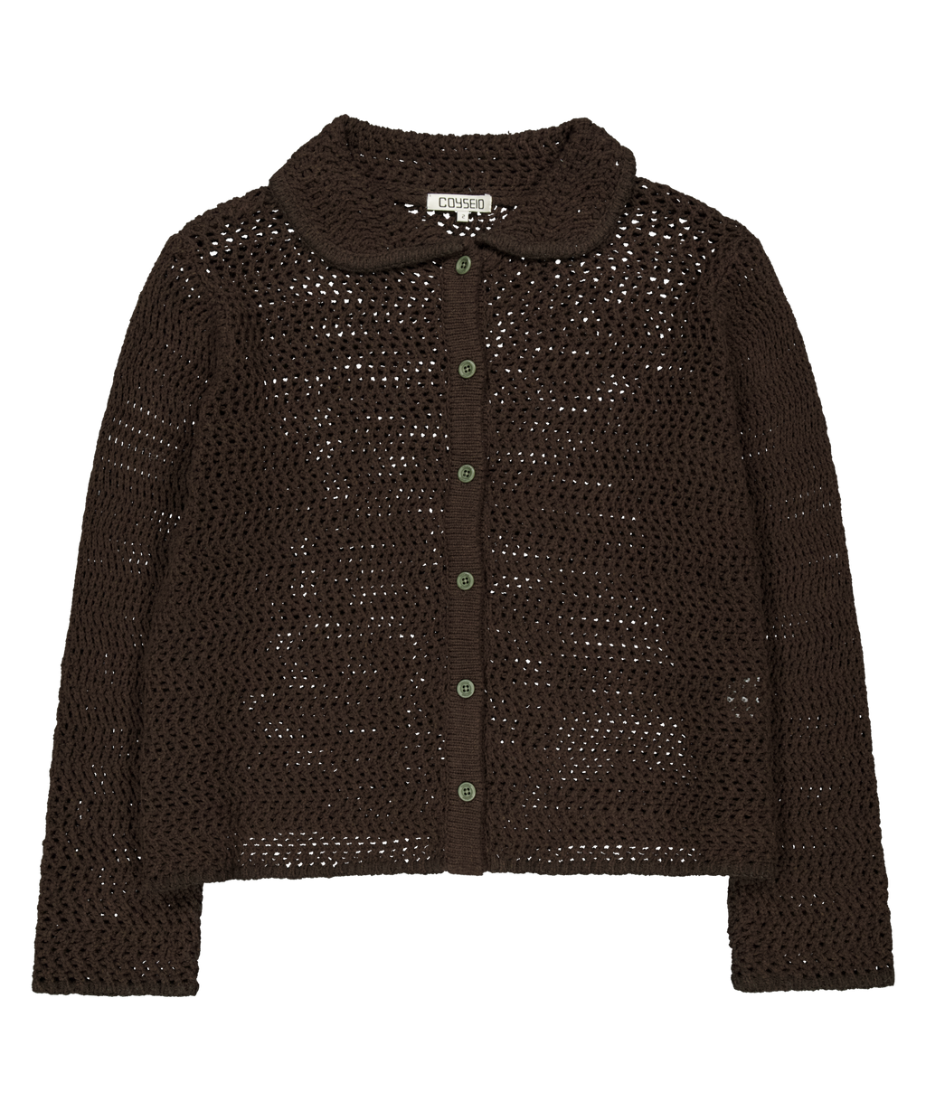 Coyseio - Net Knit Cardigan (Brown) product image 1 | TRAB K-Fashion Australia