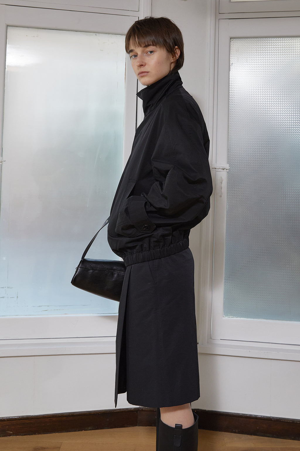 Matin Kim - Trench Bomber Jumper (Black) product image 12 | TRAB K-Fashion Australia
