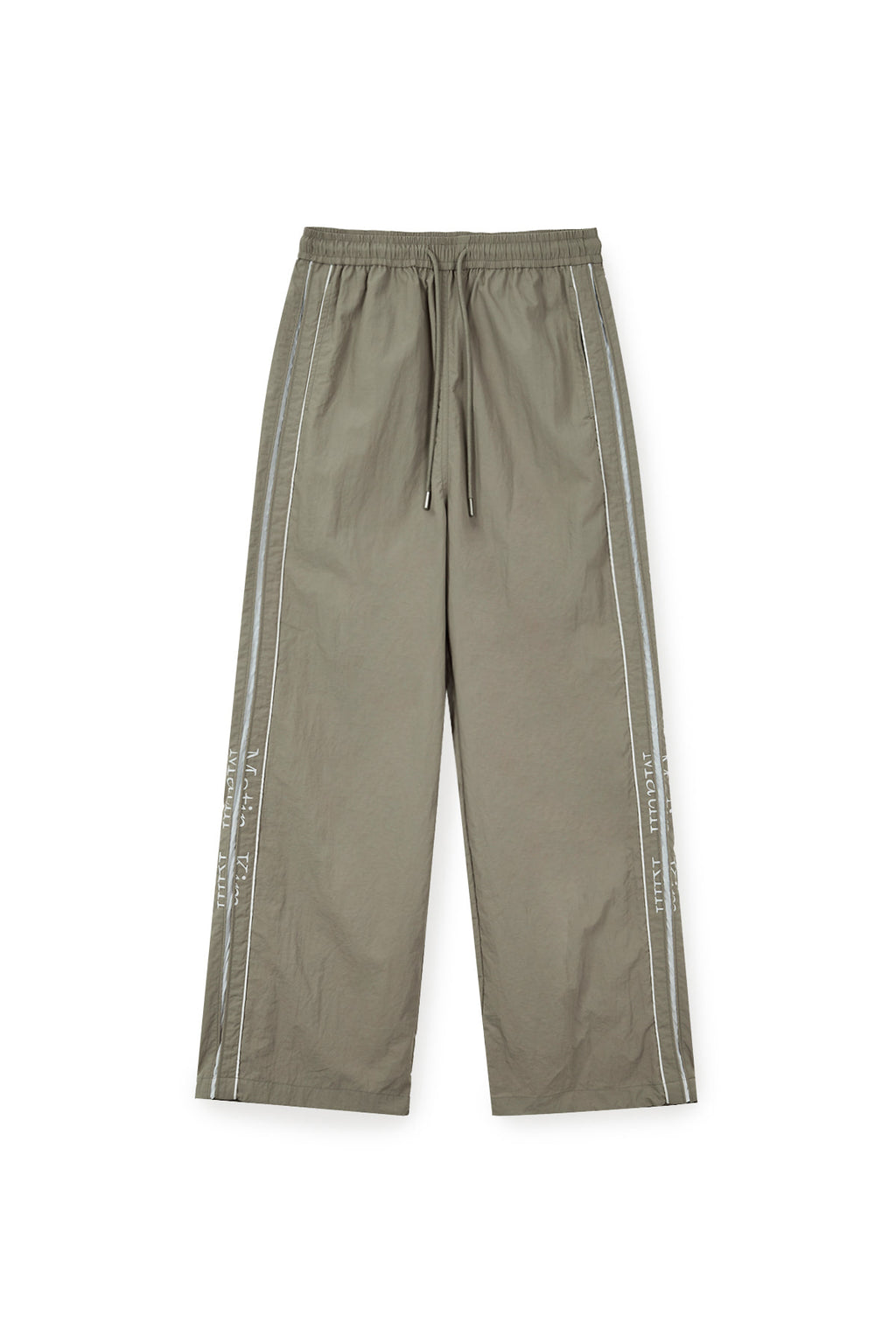 Matin Kim - Side Logo Wide Track Pants (Khaki) product image 1 | TRAB K-Fashion Australia