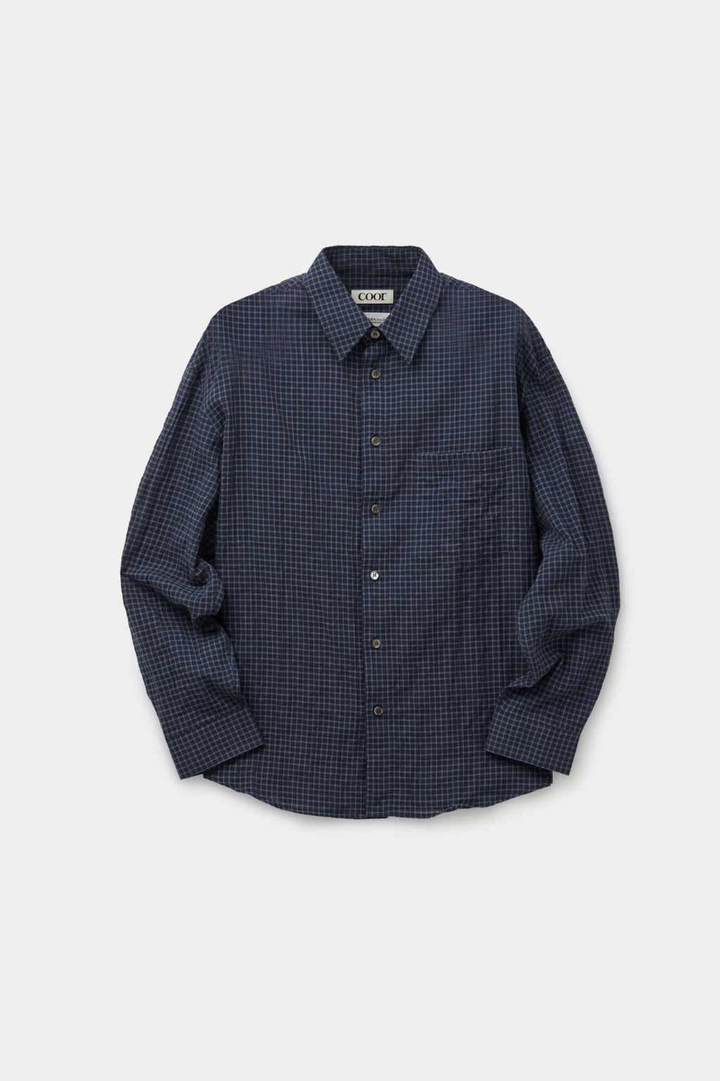 Coor - Wrinkle Sheer Check Shirt (Navy) product image 1 | TRAB K-Fashion Australia