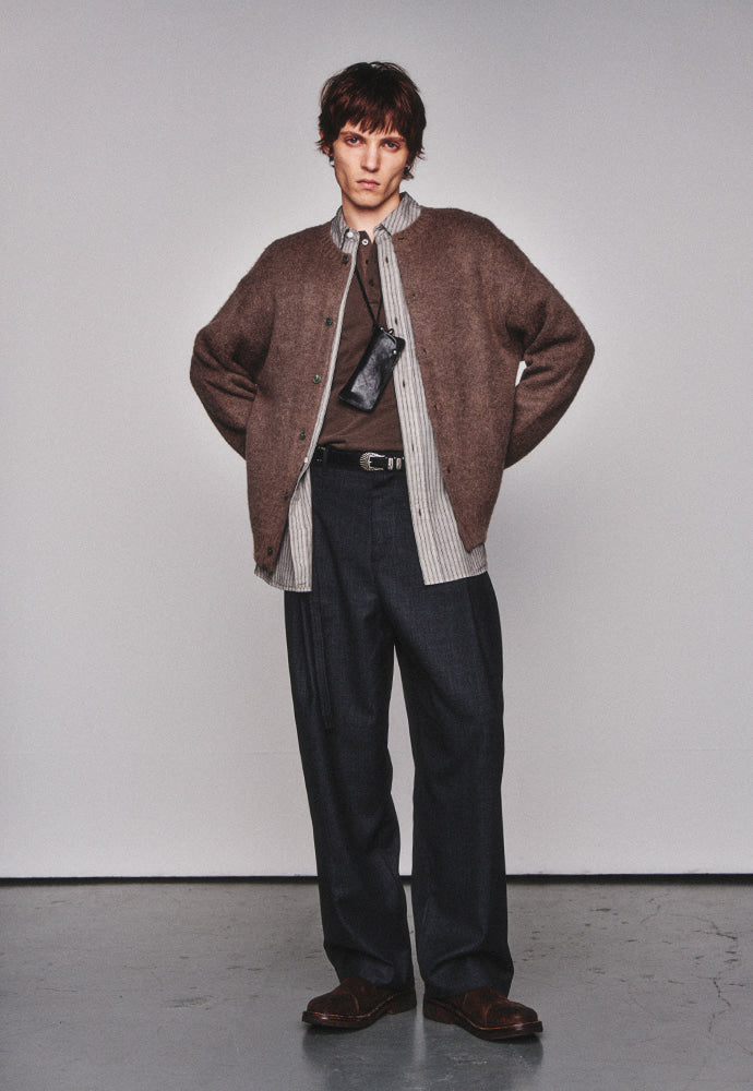 Art if acts - Mohair Round Neck Cardigan (Light Grey) product image 5 | TRAB K-Fashion Australia