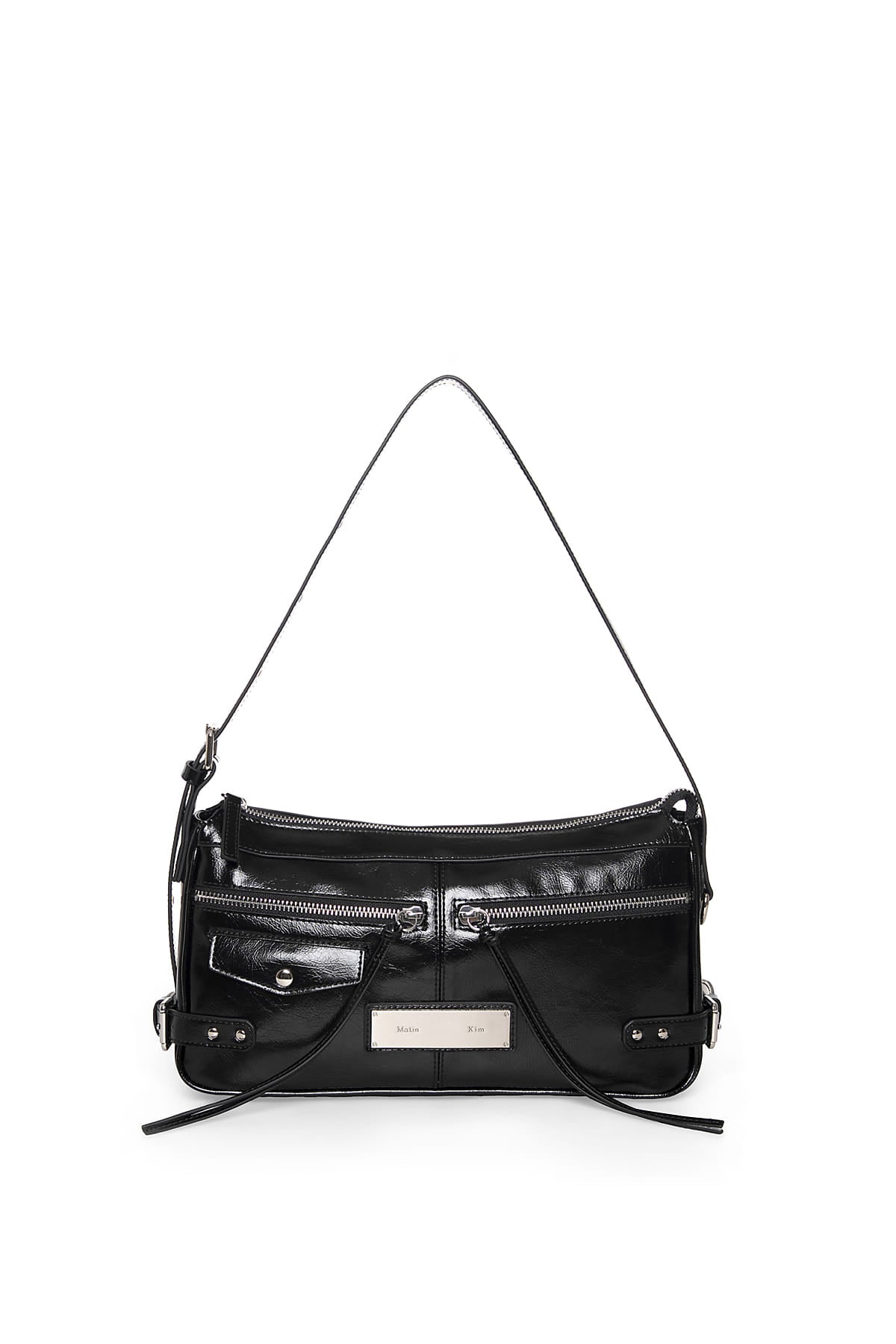 Matin Kim - Side Buckle Biker Shoulder Bag (Black) product image 1 | TRAB K-Fashion Australia