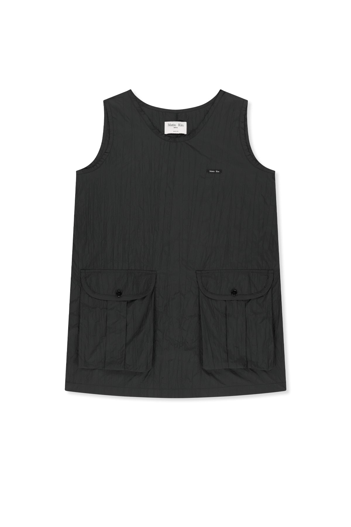 Matin Kim - Raw Edge Patch Pocket Sleeveless Dress (Black) product image 1 | TRAB K-Fashion Australia