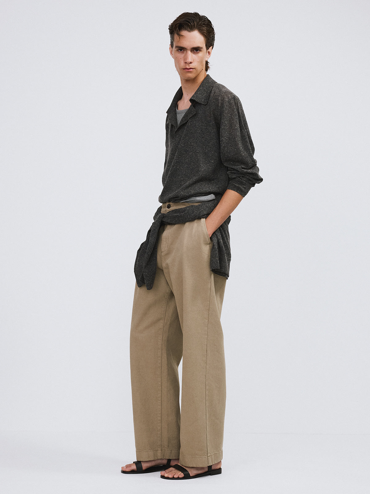 Recto - Linen Blend Polo Top (Charcoal Grey) product image 2 | TRAB K-Fashion Australia