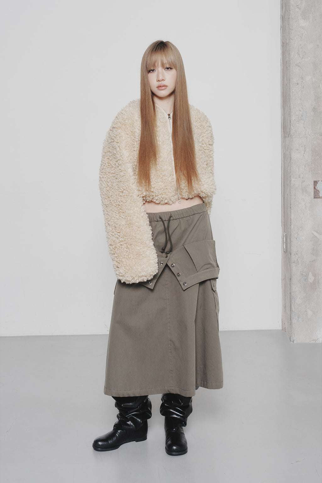 Deinet - Faux Fur Hood Jacket (Beige) product image 6 | TRAB K-Fashion Australia