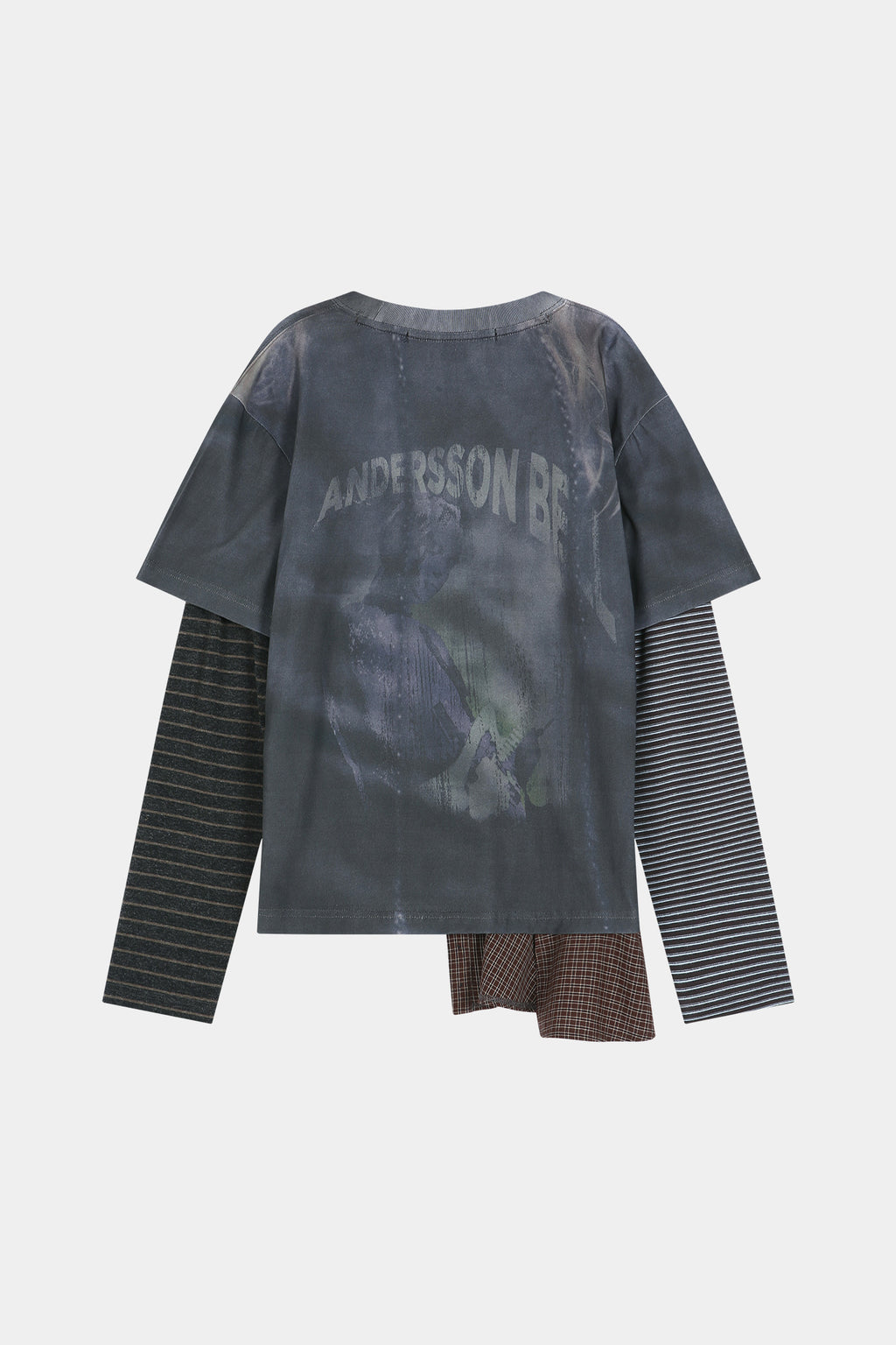 Andersson Bell - Mixed Stripe Sleeve Layered Top (charcoal) (Charcoal) product image 9 | TRAB K-Fashion Australia