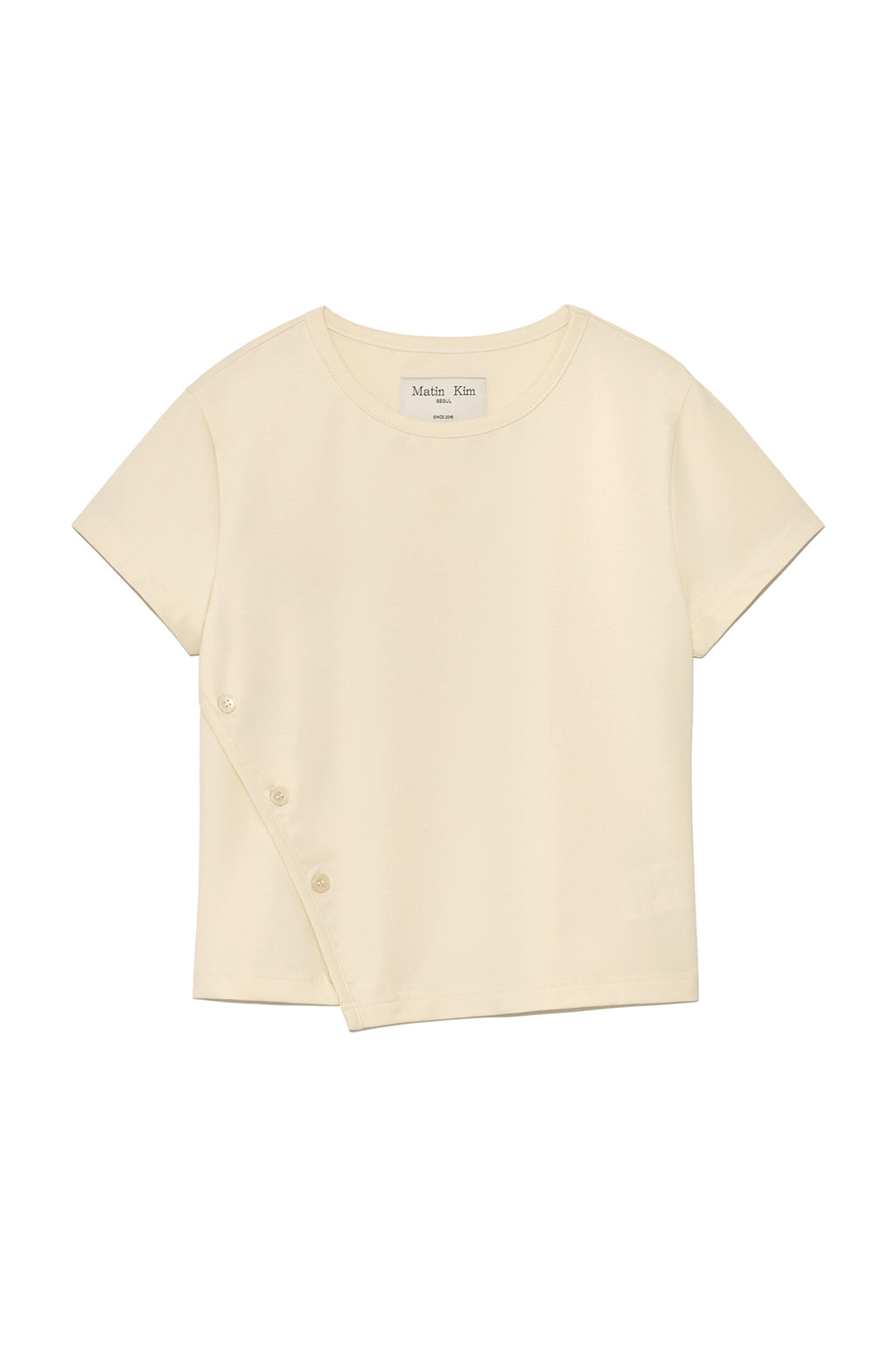 Matin Kim - Slit Button Point Crop Top (Ivory) product image 1 | TRAB K-Fashion Australia