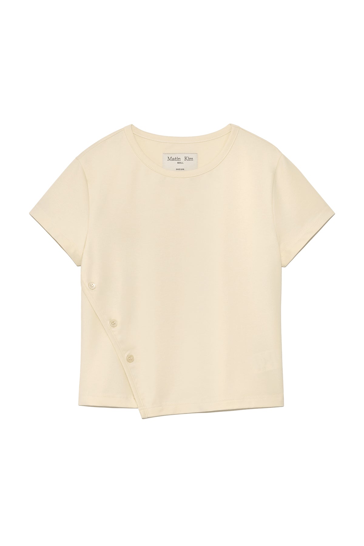 Matin Kim - Slit Button Point Crop Top (Ivory) product image 1 | TRAB K-Fashion Australia