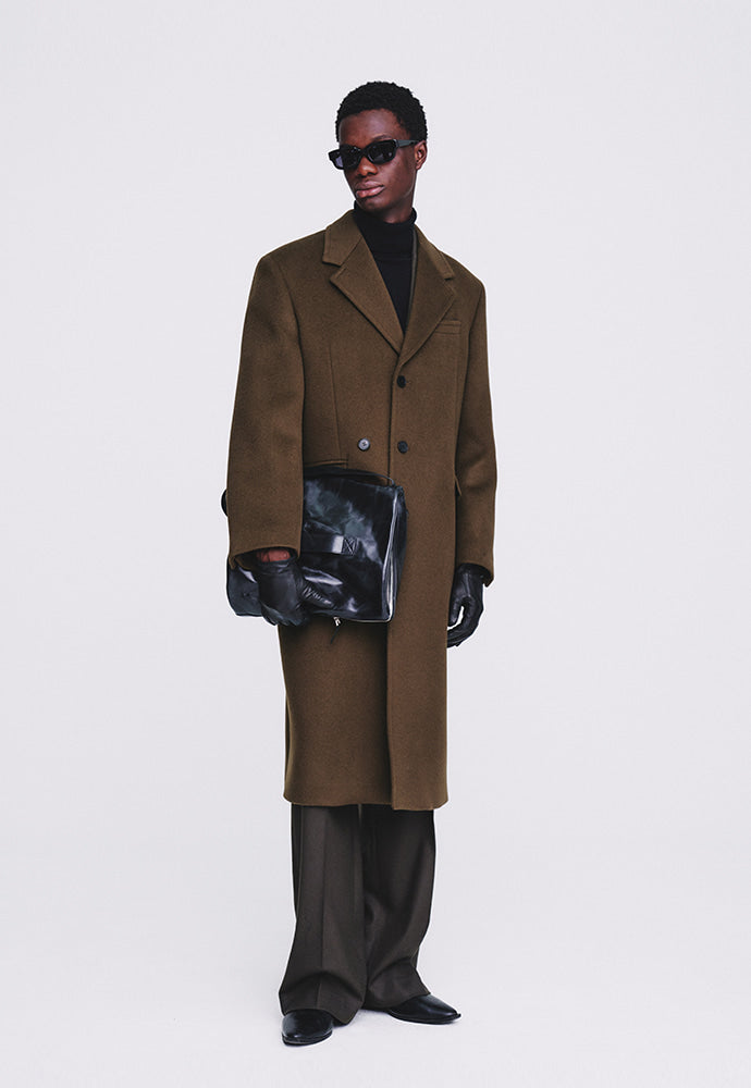 Tonywack - Cashmere Single-Breasted Tailored Wrap Coat (Wood Brown) product image 3 | TRAB K-Fashion Australia