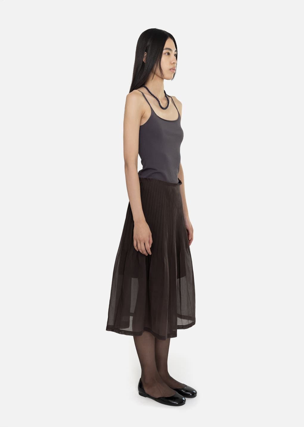 Amomento - Pleated Midi Skirt (Brown) product image 3 | TRAB K-Fashion Australia