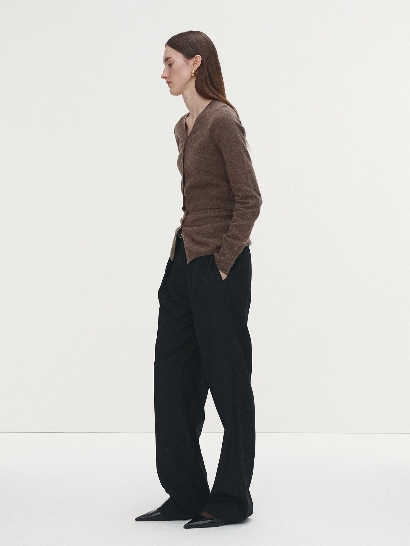 Tonywack - Merino Wool Cropped Cardigan (Brown) product image 3 | TRAB K-Fashion Australia