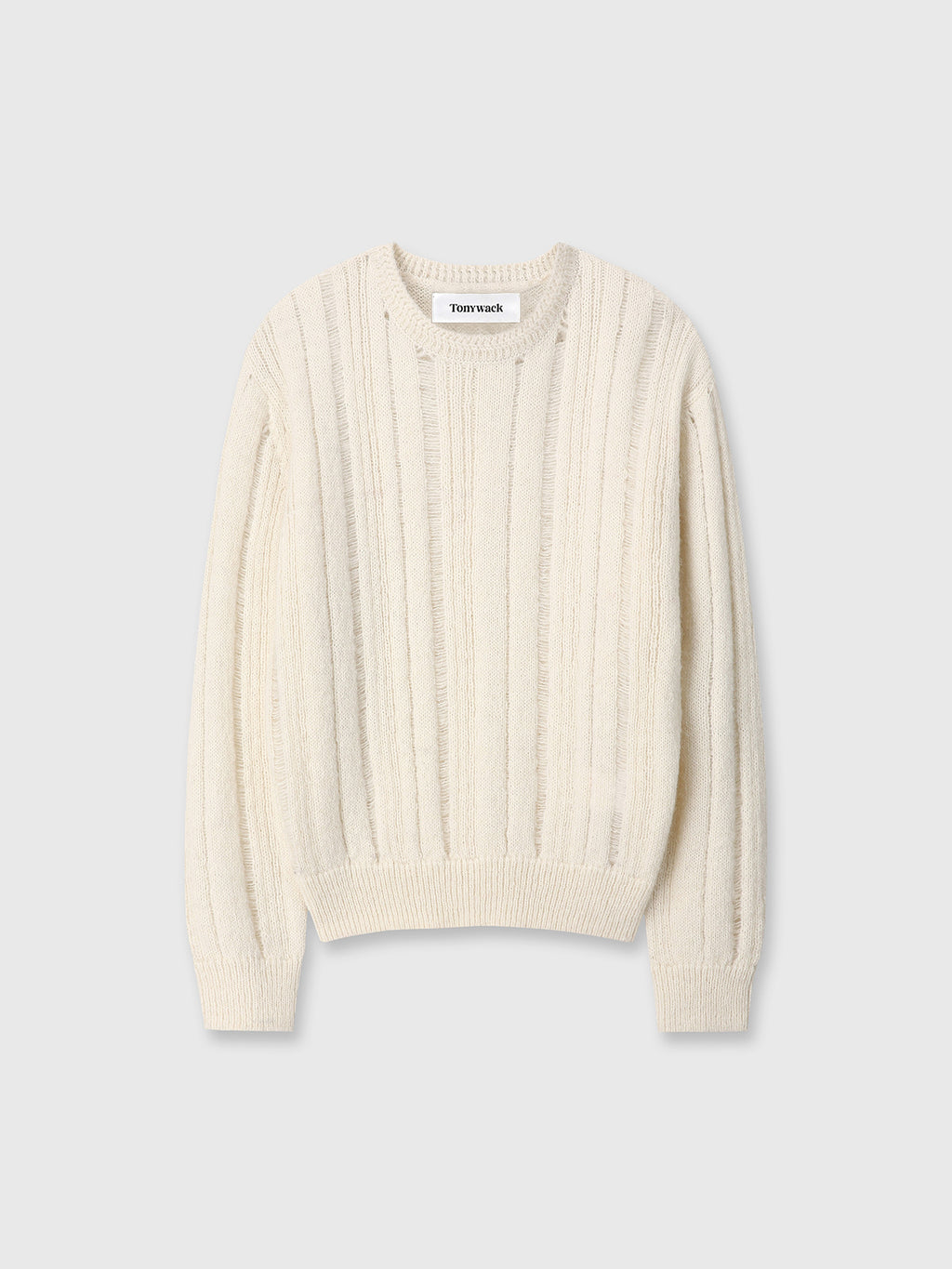 Tonywack - Kid Mohair Distressed Ribbed Sweater (Ecru) product image 7 | TRAB K-Fashion Australia