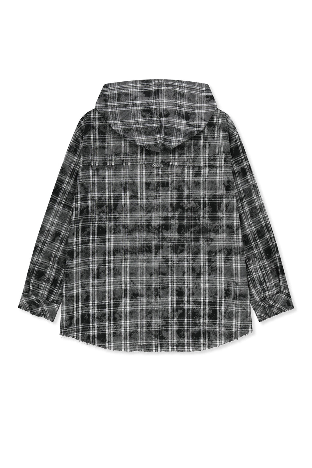 Matin Kim - Raw Cut Check Hooded Shirt (Black) product image 2 | TRAB K-Fashion Australia