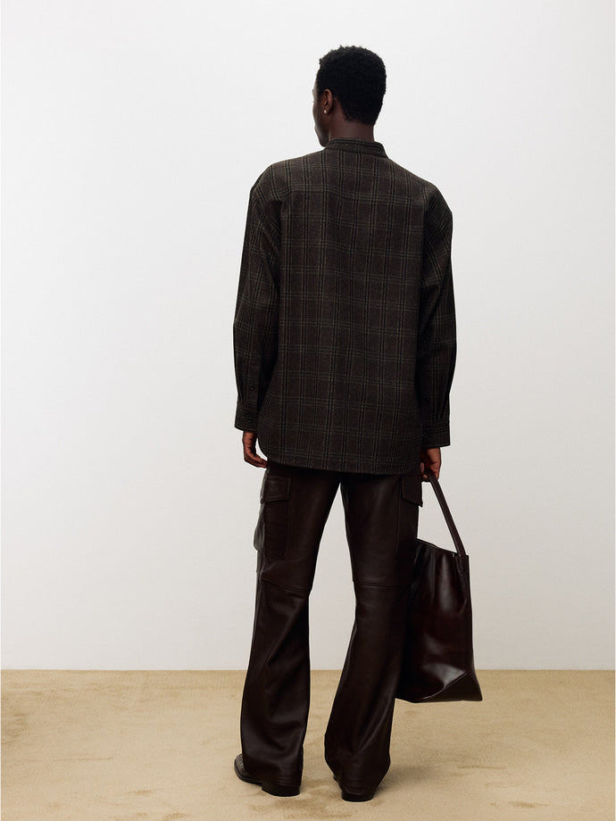Tonywack - Checked Wool Oversized Shirt (Dark Brown) product image 3 | TRAB K-Fashion Australia