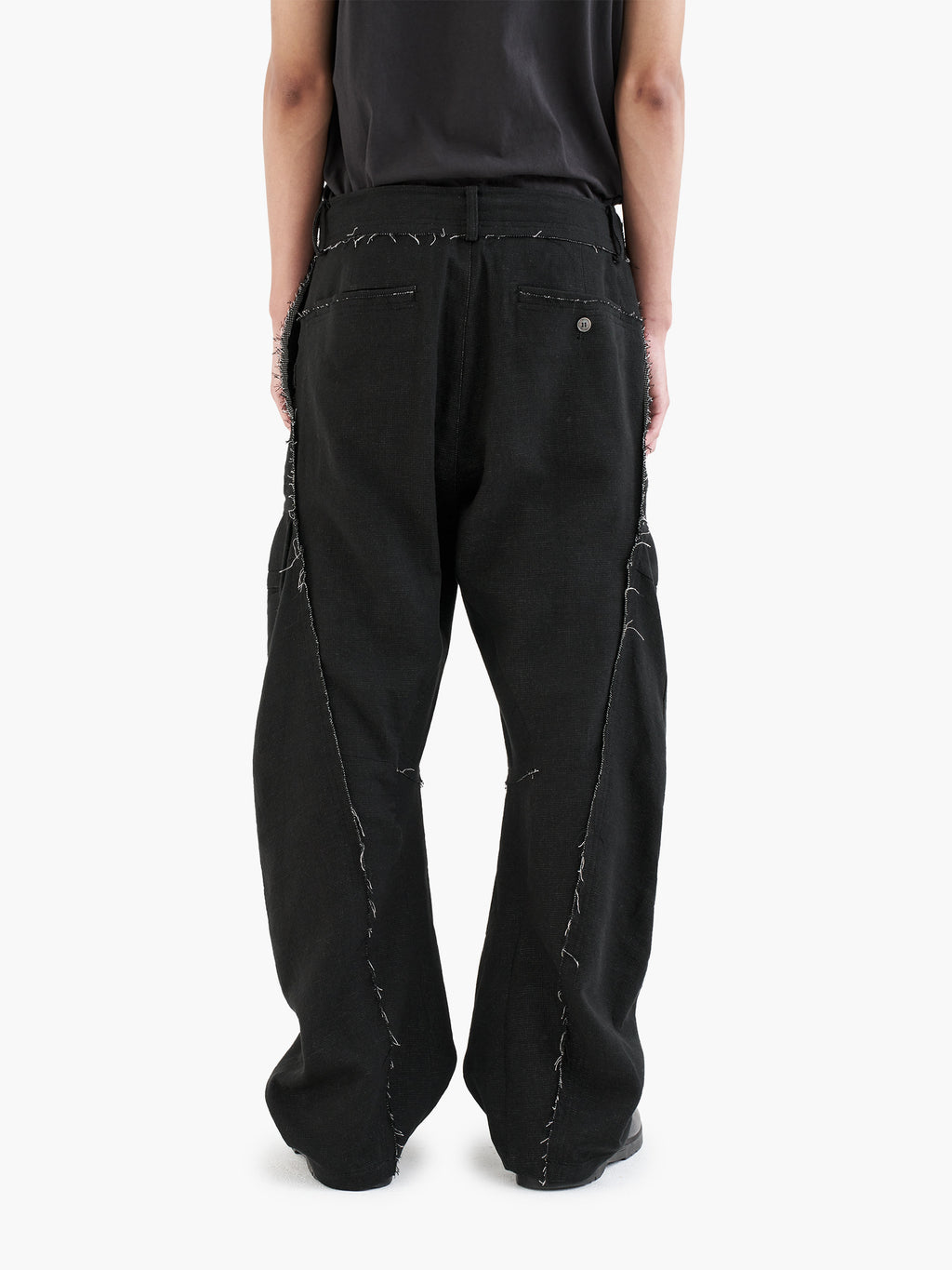 Jiyong Kim - Raw Edged 3D Pocket Trousers (Black) product image 8 | TRAB K-Fashion Australia