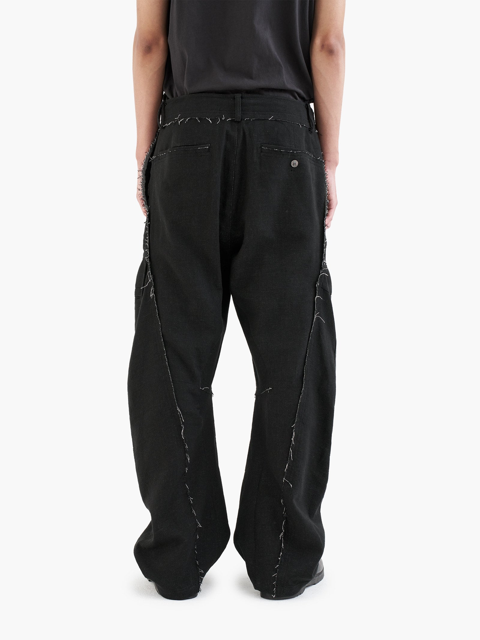 Jiyong Kim - Raw Edged 3D Pocket Trousers (Black) product image 8 | TRAB K-Fashion Australia