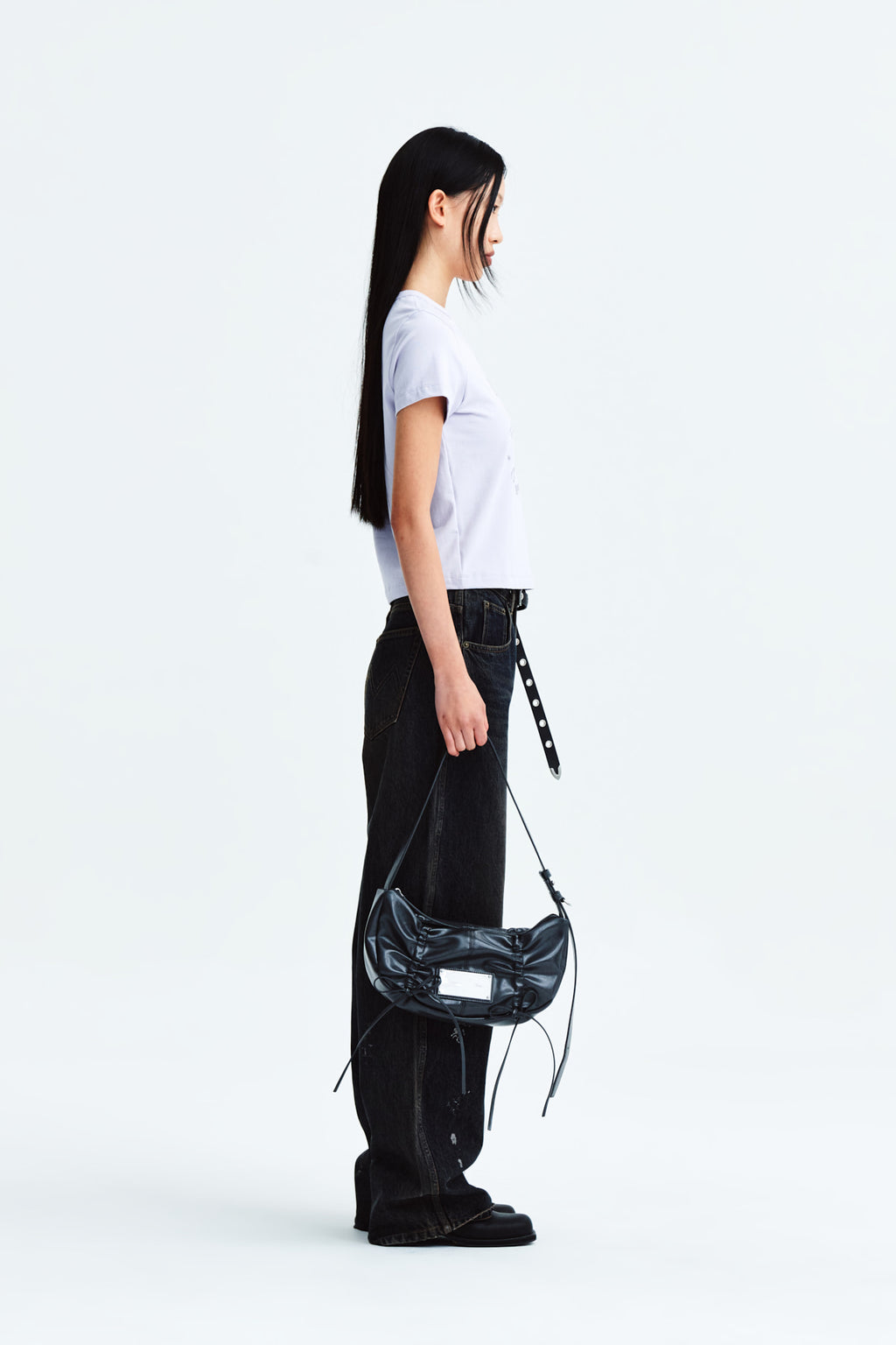 Matin Kim - Foil Detail Denim Baggy Pants (Navy) product image 6 | TRAB K-Fashion Australia