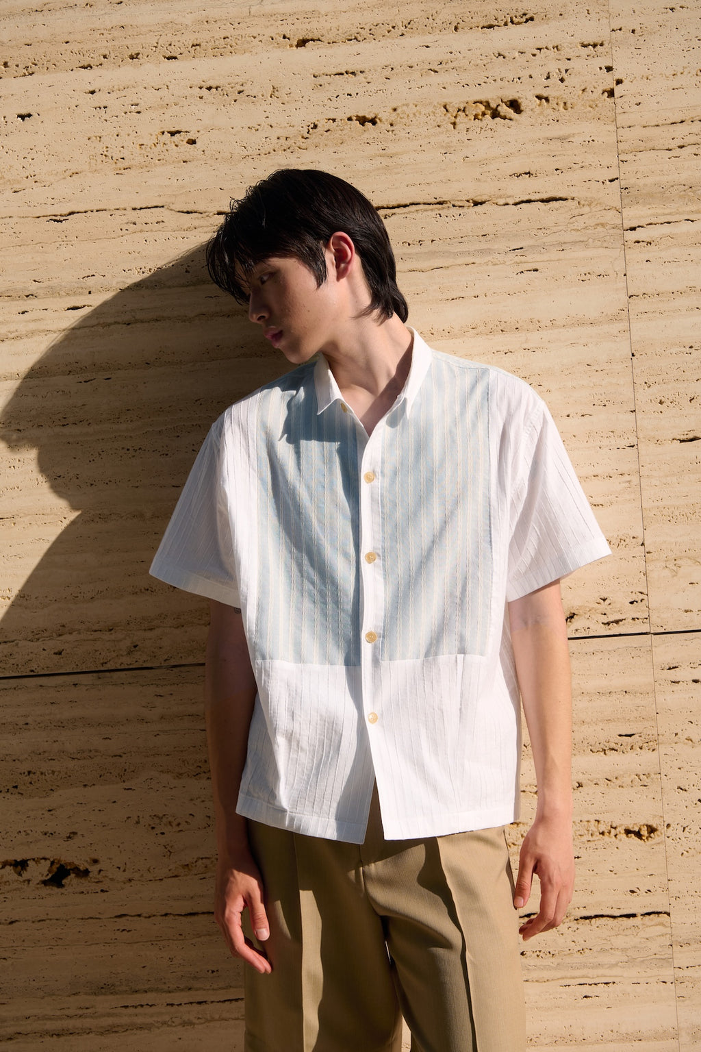 STU - Stripe Panel Shirt (White) product image 9 | TRAB K-Fashion Australia
