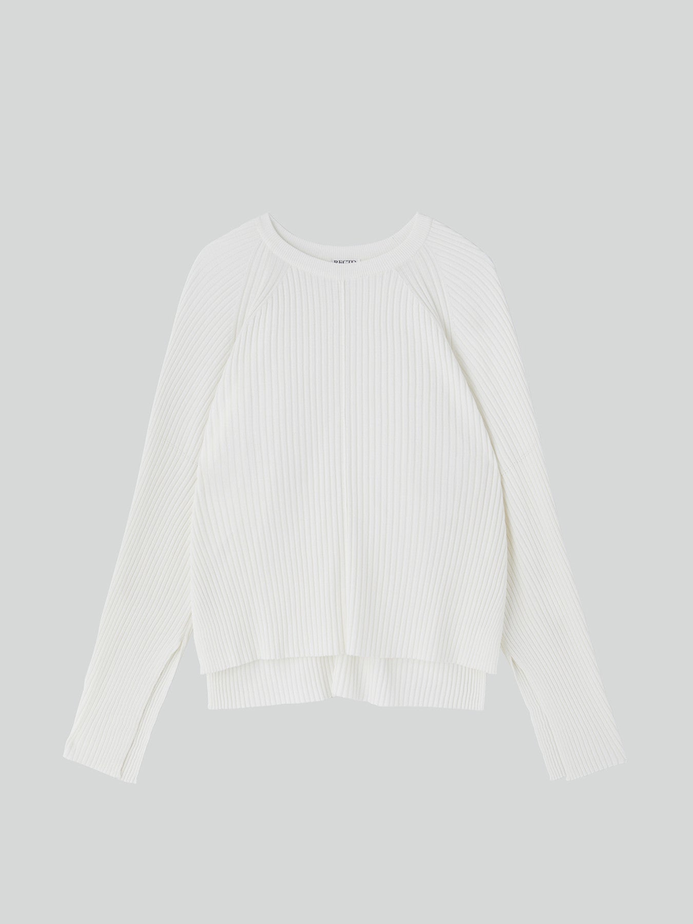 Recto - Slit-Cuffs Ribbed Knit Top (Ivory) product image 5 | TRAB K-Fashion Australia