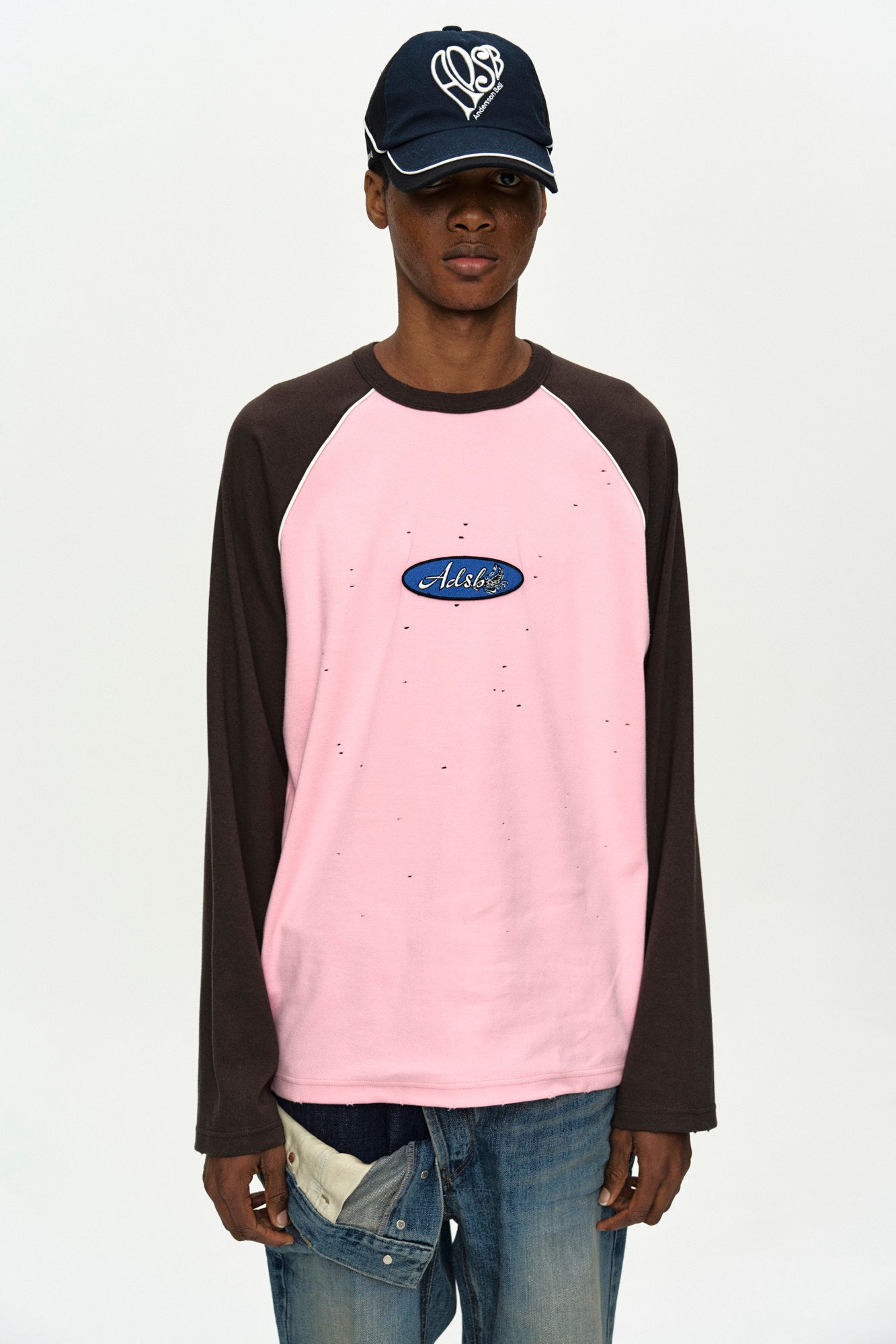 Andersson Bell - Logo Wappen Raglan L/s T-Shirt (Pink/Brown) product image 4 | TRAB K-Fashion Australia