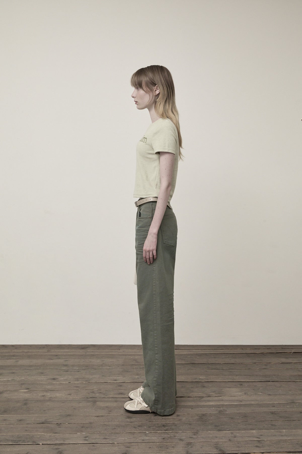 Matin Kim - Color Point Washed Denim Pants (Khaki) product image 6 | TRAB K-Fashion Australia