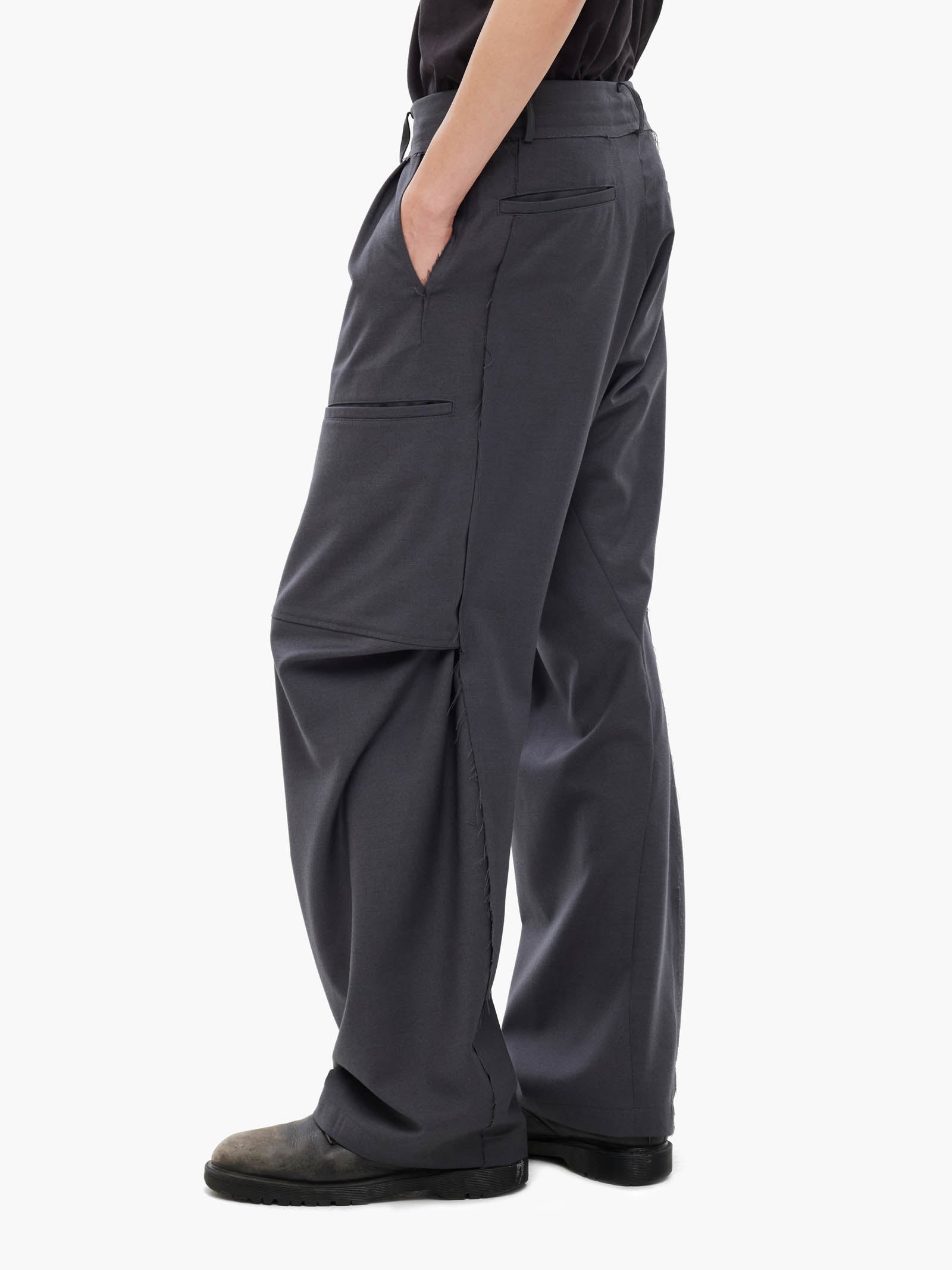 Jiyong Kim - Raw Edged 3D Pocket Trousers (Grey) product image 5 | TRAB K-Fashion Australia