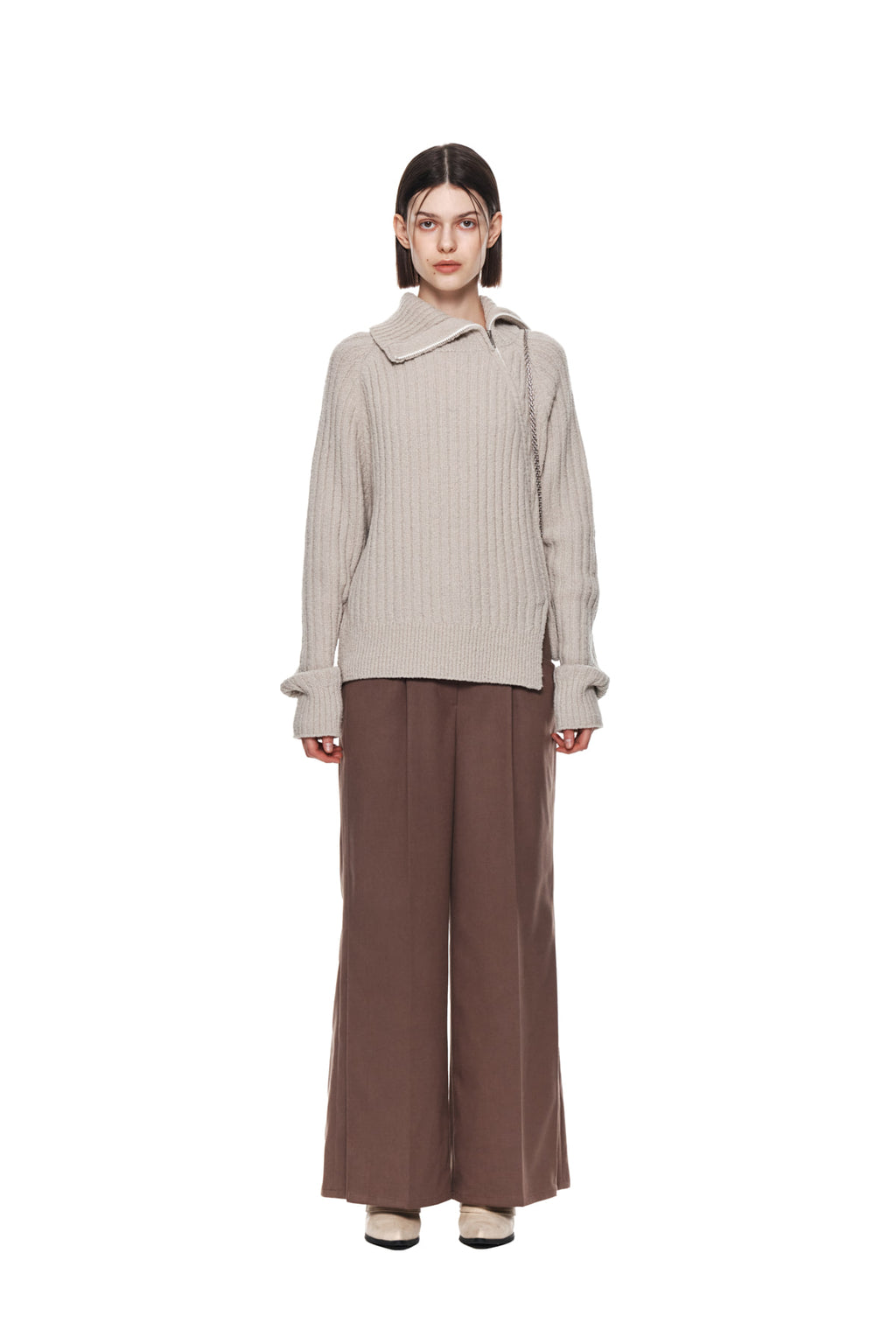 Matin Kim - Side Pleats Trouser (Brown) product image 5 | TRAB K-Fashion Australia