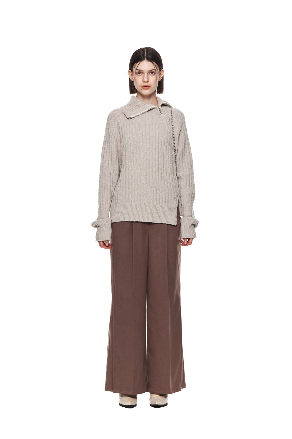 Matin Kim - Side Pleats Trouser (Brown) product image 5 | TRAB K-Fashion Australia