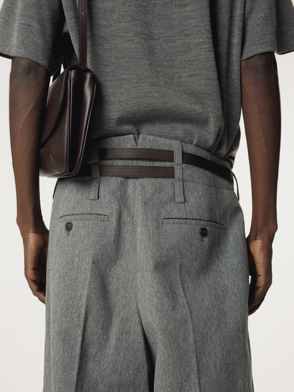 Recto - Quincy Wool Belted Pants (Melange Grey) product image 6 | TRAB K-Fashion Australia