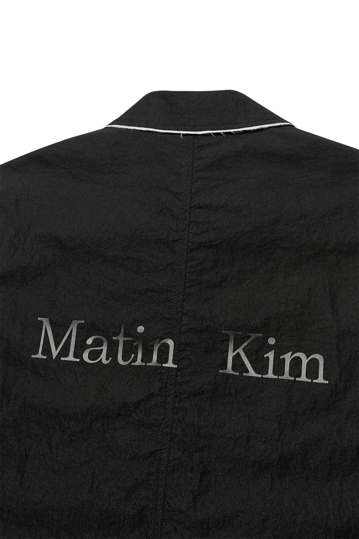 Matin Kim - Back Logo Point Nylon Long Coat (Black) product image 6 | TRAB K-Fashion Australia