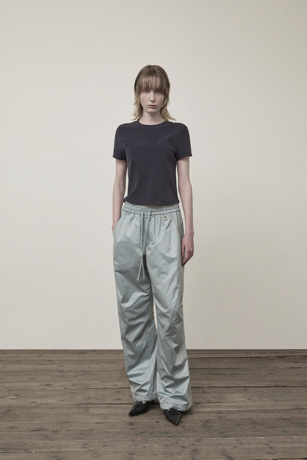 Matin Kim - Logo Point Terry Crop Top (Navy) product image 8 | TRAB K-Fashion Australia