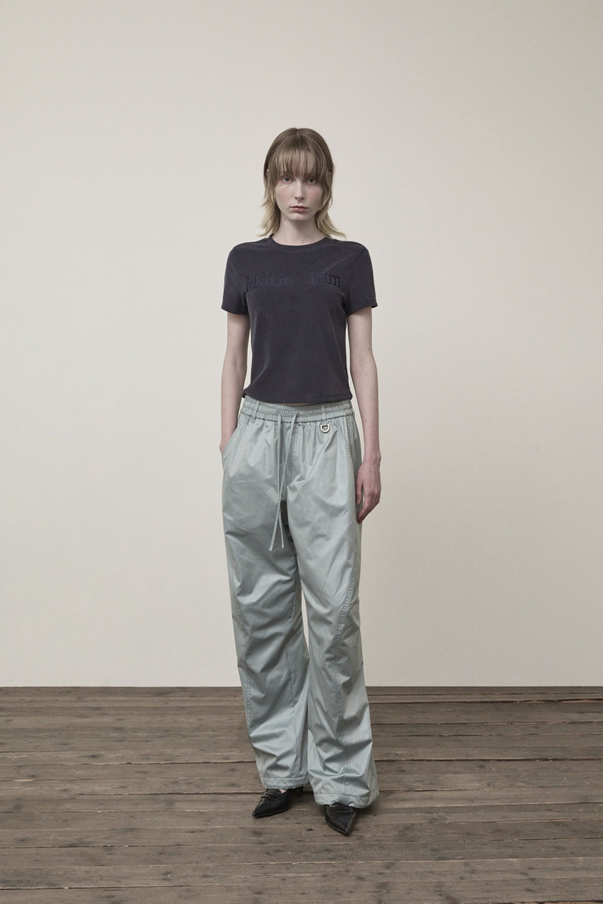 Matin Kim - Logo Point Terry Crop Top (Navy) product image 8 | TRAB K-Fashion Australia