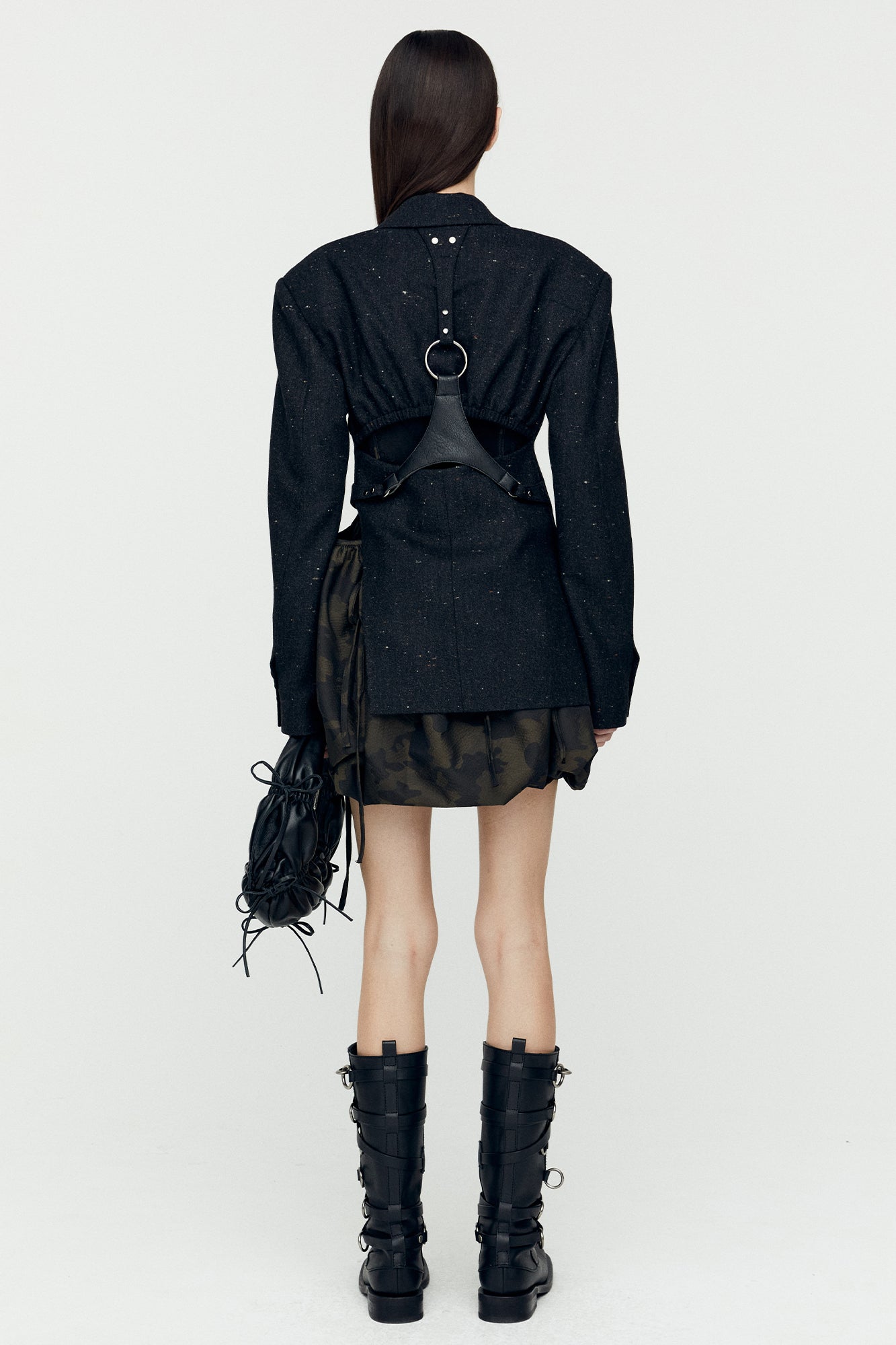 Andersson Bell - Nep Wool Cut-Out Harness Jacket (Black) product image 2 | TRAB K-Fashion Australia