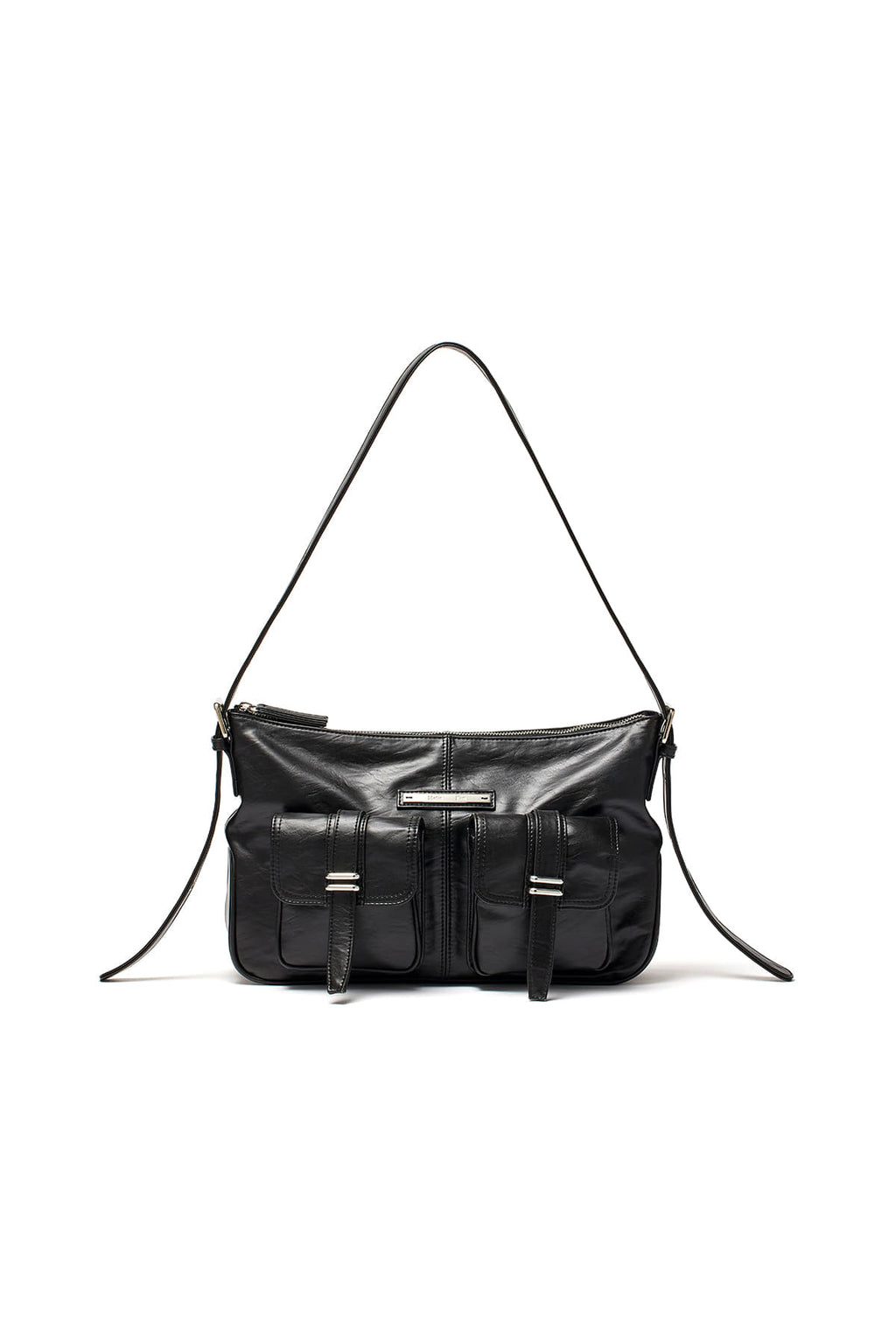 Matin Kim - Double Pocket Shoulder Bag (Black) product image 1 | TRAB K-Fashion Australia