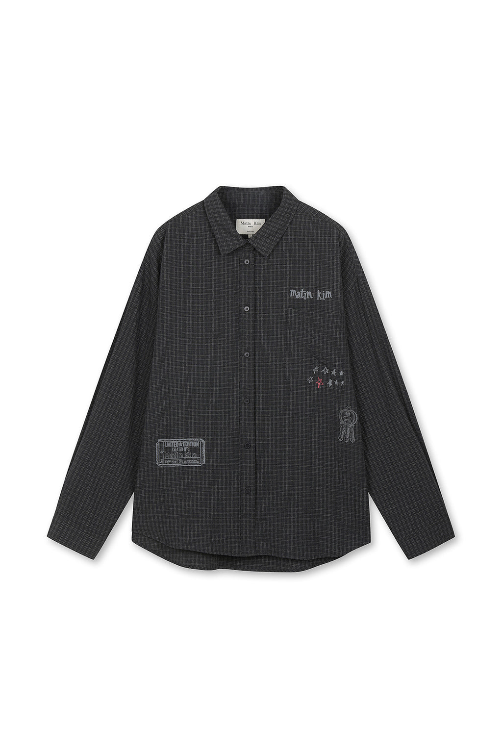 Matin Kim - Front Graphic Check Shirt (Charcoal) product image 1 | TRAB K-Fashion Australia
