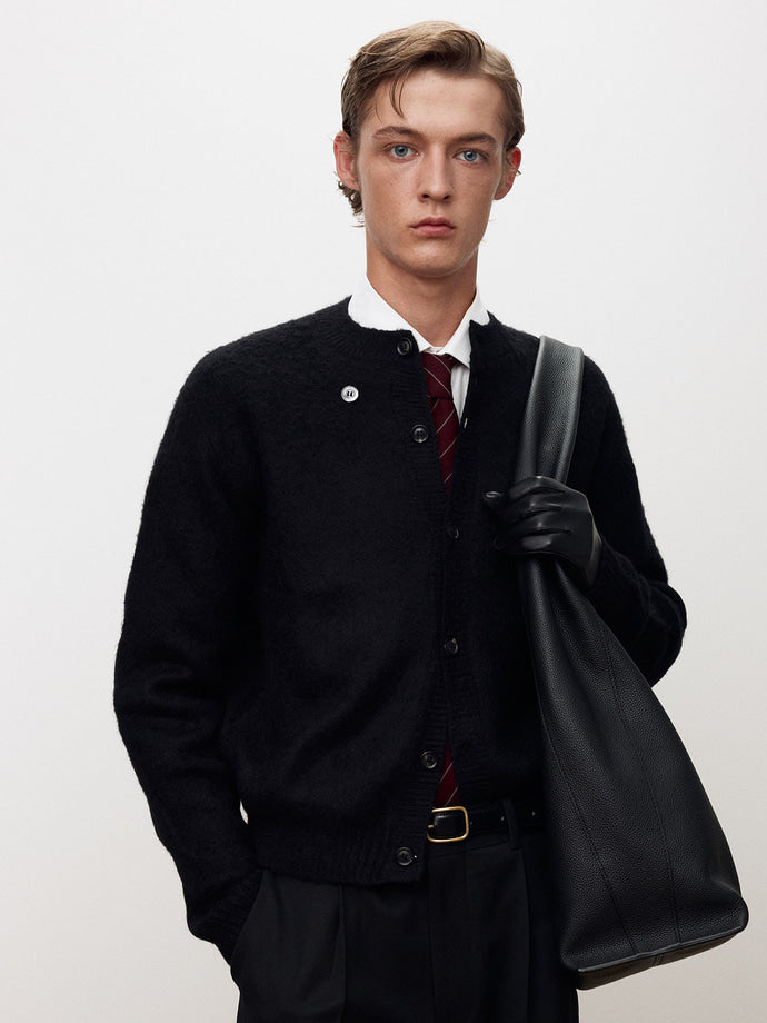 Tonywack - Alpaca Mohair Crew-Neck Cardigan (Black) product image 5 | TRAB K-Fashion Australia