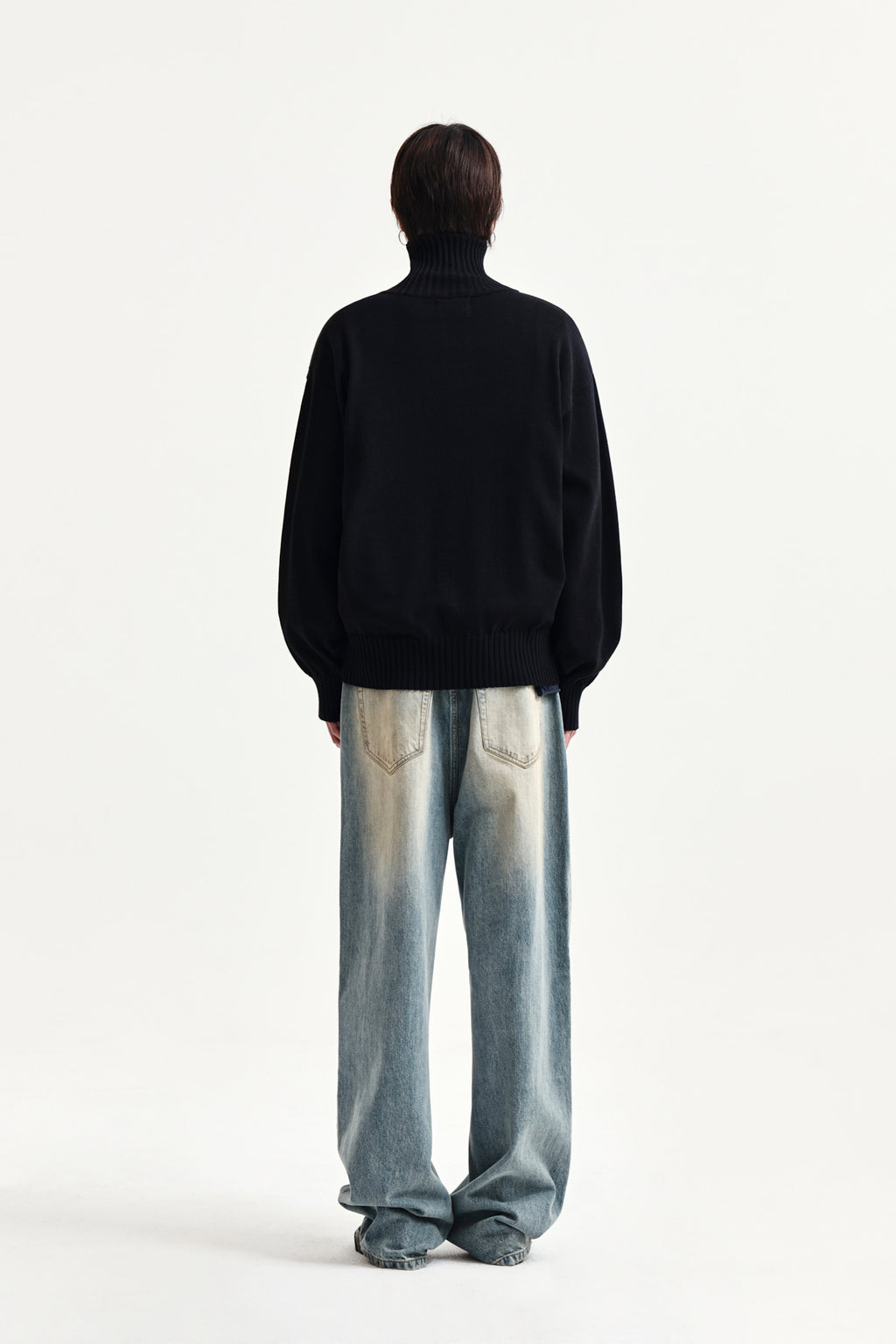 Matin Kim - High Neck Embroidered Logo Zip Up (Black) product image 7 | TRAB K-Fashion Australia