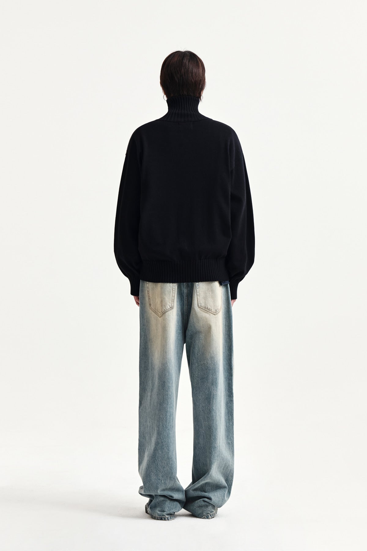 Matin Kim - High Neck Embroidered Logo Zip Up (Black) product image 7 | TRAB K-Fashion Australia